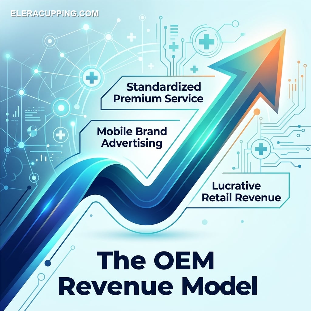 Vector infographic showing the OEM profit formula for clinics