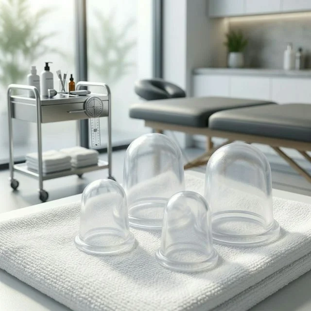 Clear Straight Liquid Silicone Cupping Set professional use